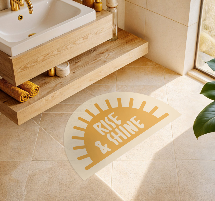 "Rise and shine" text bathroom mat - TenStickers