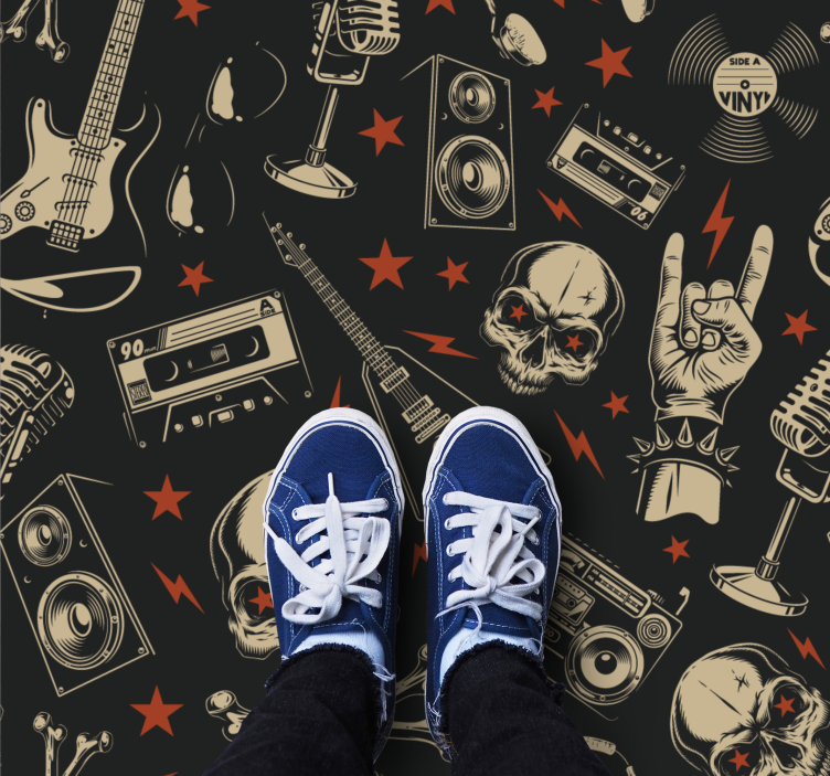 Rock Music Theme teenage bedroom rug - TenStickers