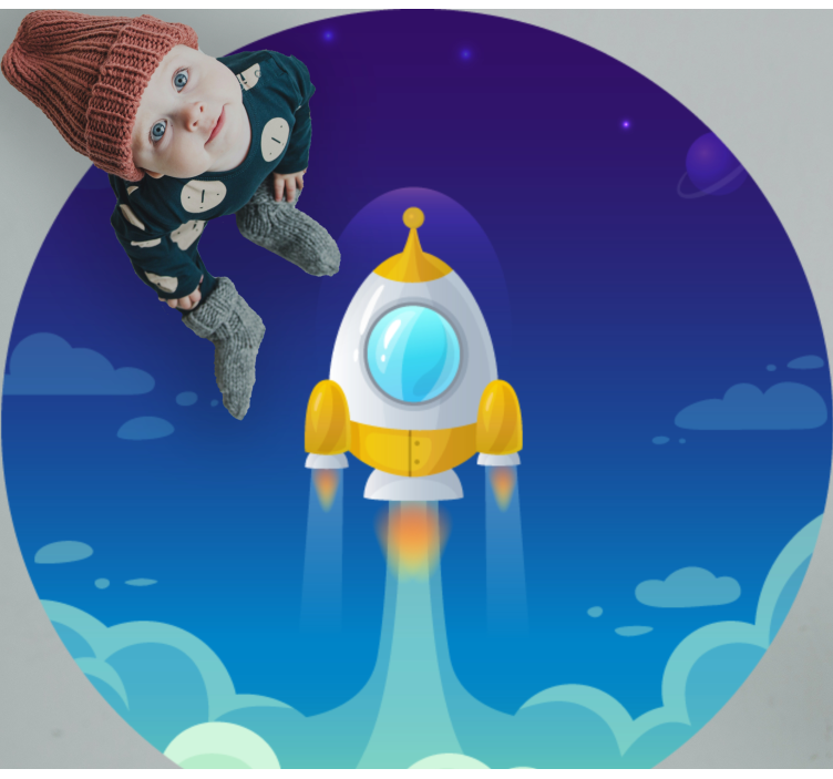 Rocket Launch Scene star rug - TenStickers