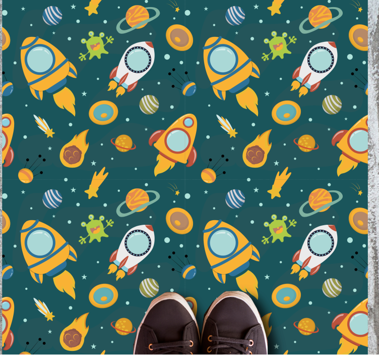 Rocket space adventure star rug - TenStickers