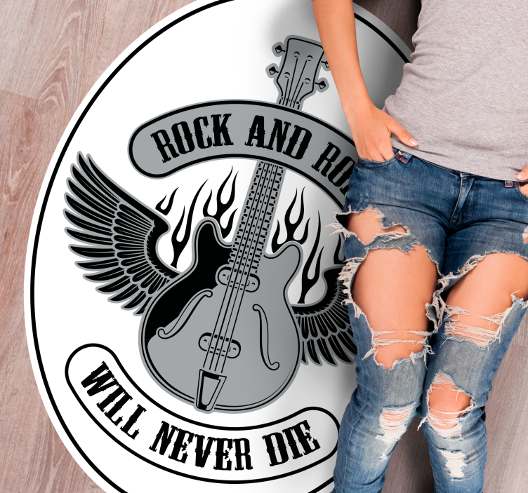 Rock and roll will never die custom floor mat - TenStickers