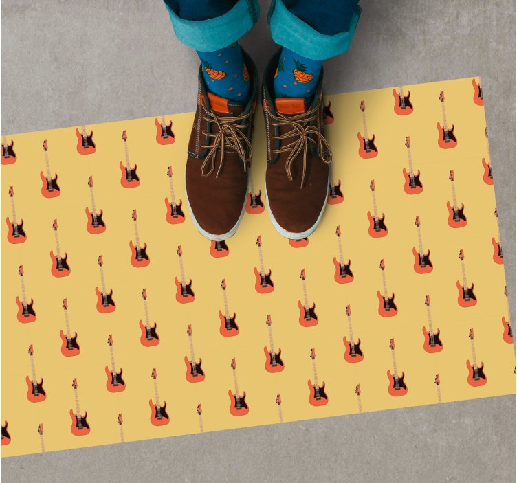 Rocking Guitar Pattern teenage bedroom rug - TenStickers