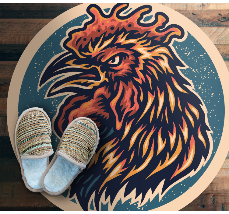 Rooster Head Illustration teenage bedroom rug - TenStickers
