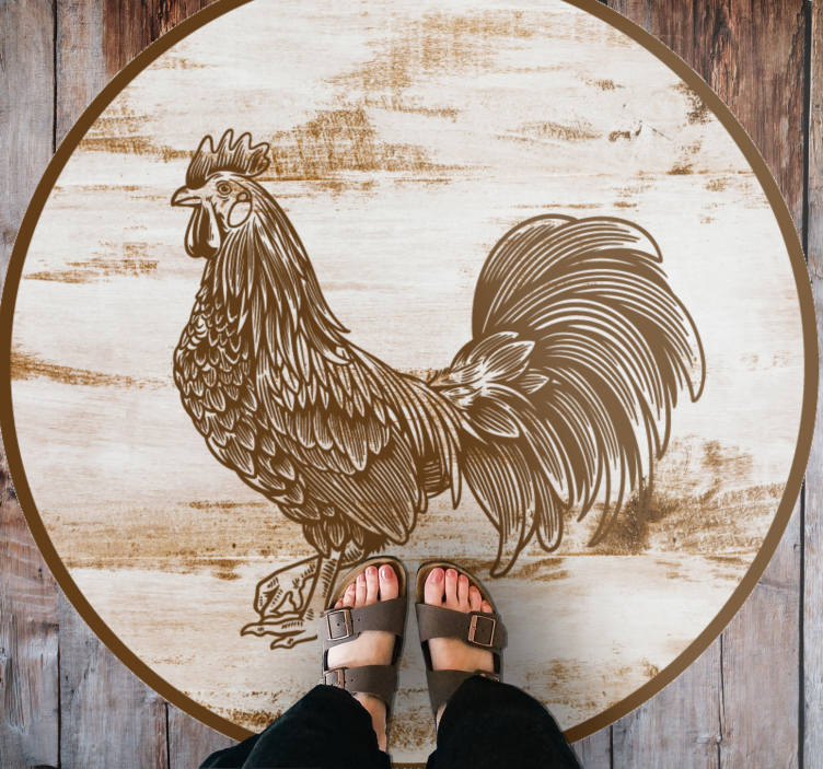 Vintage rooster illustration animal mat - TenStickers