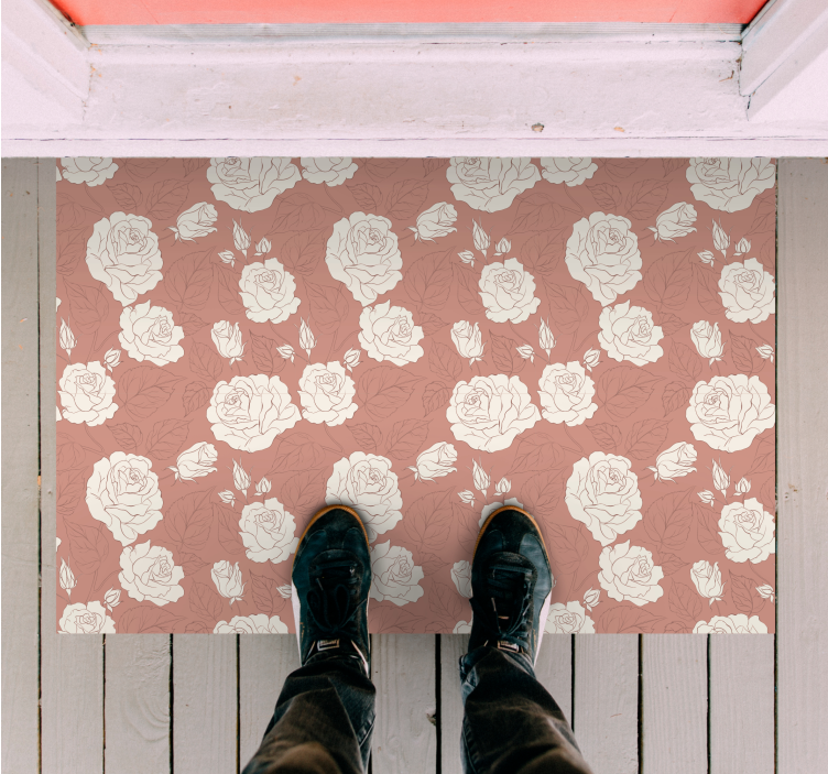 Rose Pattern Overlay floral rug - TenStickers