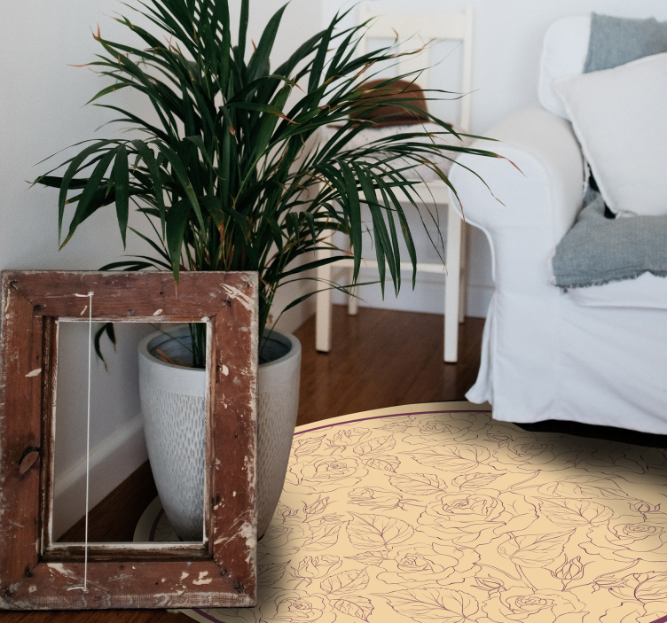 Rose Pattern Round floral rug - TenStickers