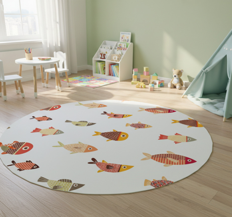 Round colourful fish animal mat - TenStickers