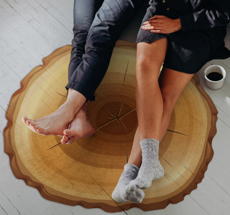 Round tree wood vinyl carpet - TenStickers