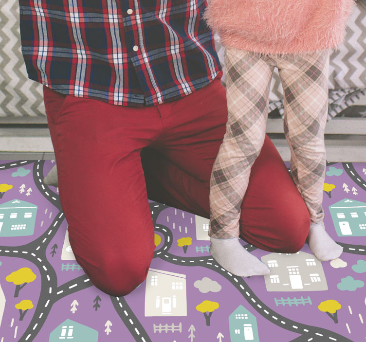 Route Map Play road map rug - TenStickers