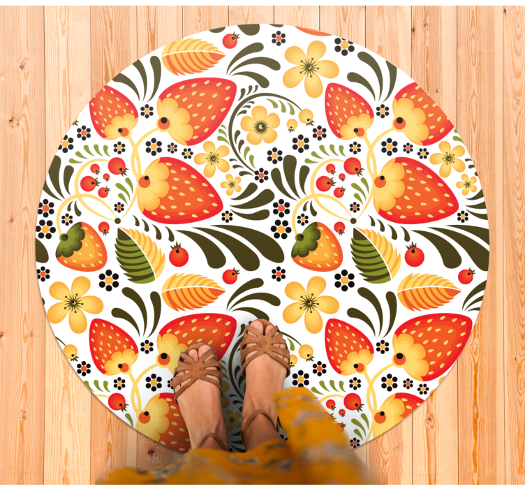 Strawberries and golden plants ethnic rug - TenStickers