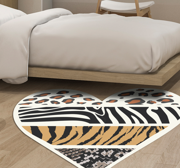 Safari Heart animal print rug - TenStickers