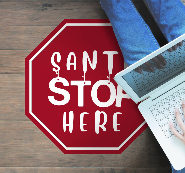 Santa Stop Sign christmas rug - TenStickers