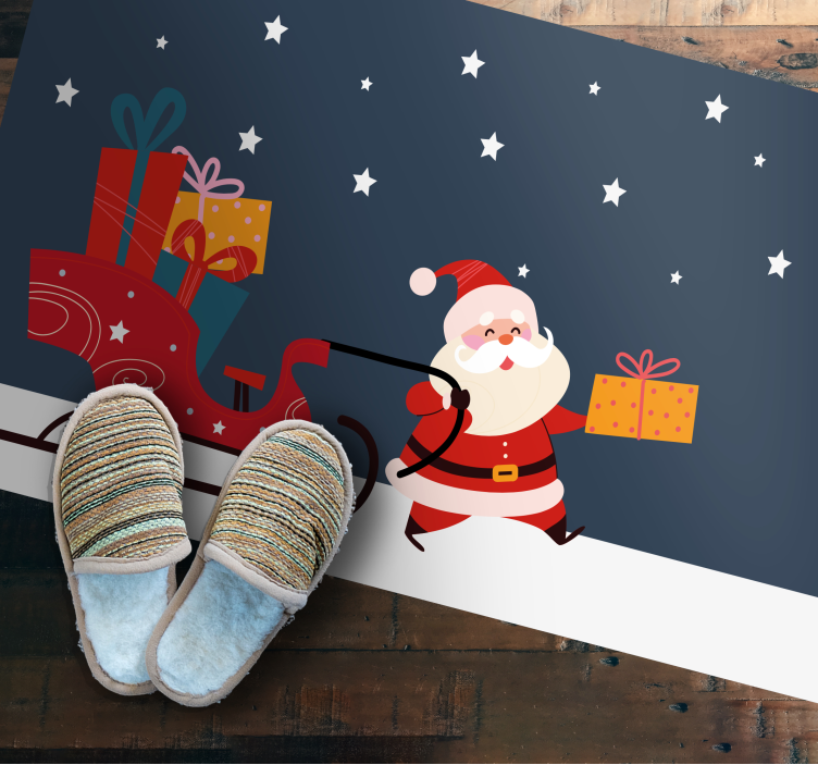 Santa's Cheerful sleigh christmas rug - TenStickers