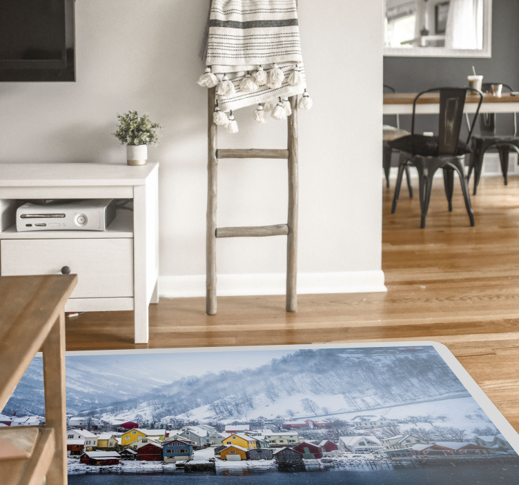 Scenic Winter Village nature rug - TenStickers