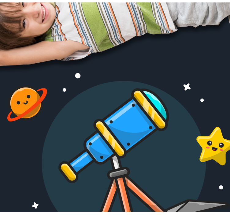 Science telescope cartoon space star vinyl rug - TenStickers