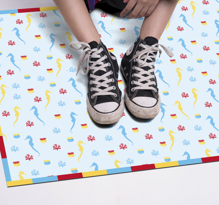 Seahorse blue design bathroom mat - TenStickers