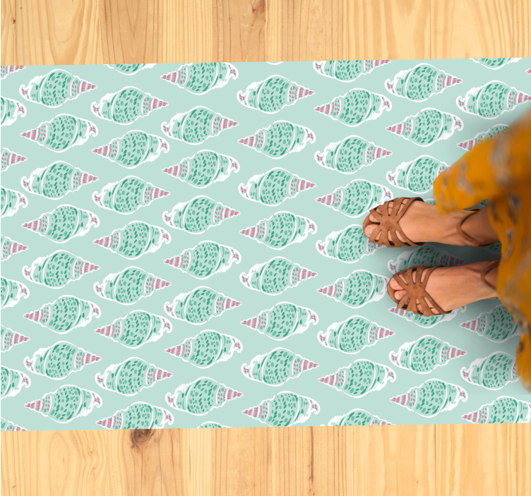 Green seashell concept bathroom mat - TenStickers