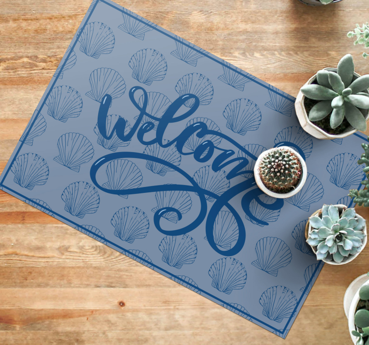 Seashell Welcome Script quote rug - TenStickers