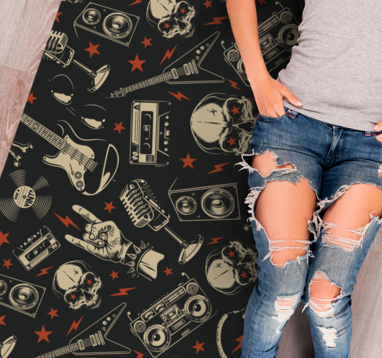 Skull Music Theme teenage bedroom rug - TenStickers