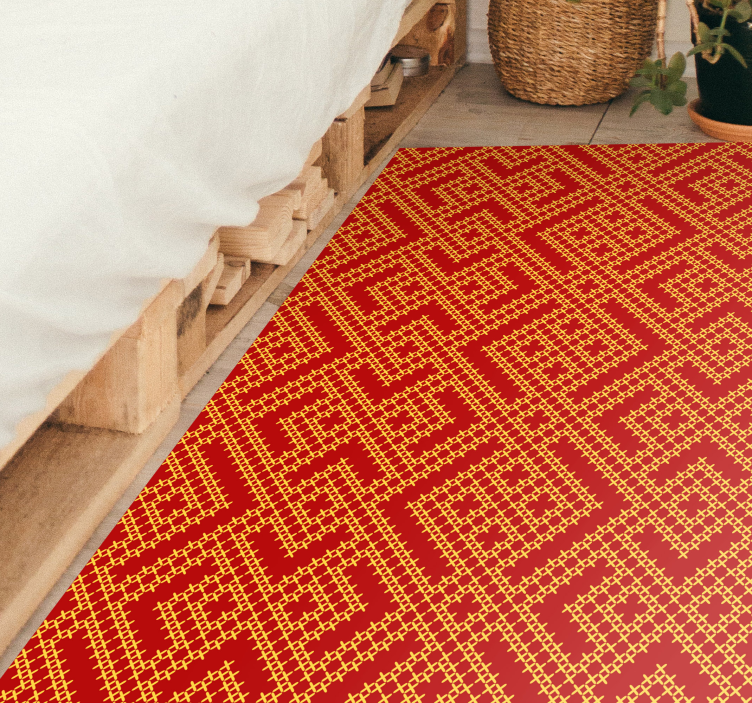 Slavic ornamental pattern red rug - TenStickers