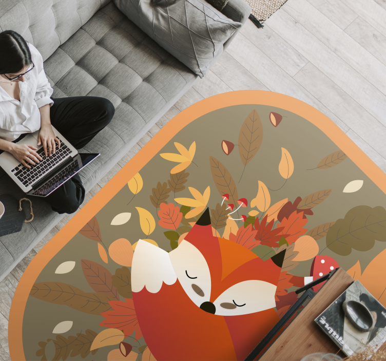 Sleeping Fox Illustration animal mat - TenStickers