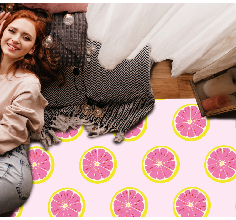 Slices of  pink grapefruit kitchen floor mat - TenStickers