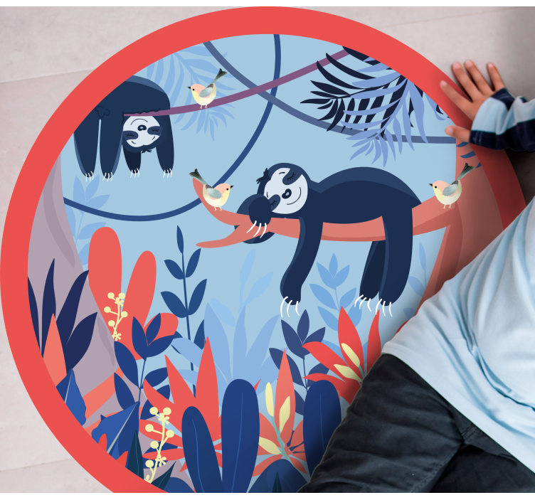 Sloth Jungle Scene animal print rug - TenStickers