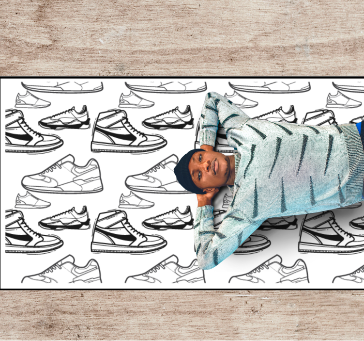 Sneaker Outline Pattern teenage bedroom rug - TenStickers