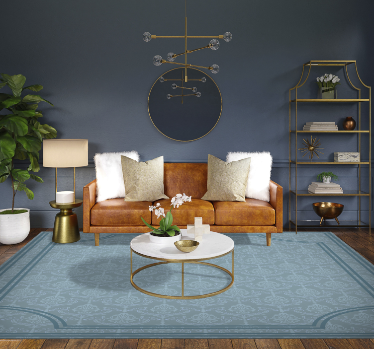 Soft blue baroque dining room rug - TenStickers