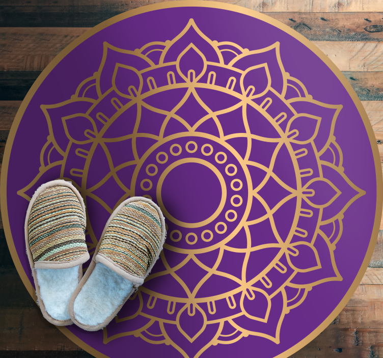 Purple and golden motif mandala rug - TenStickers