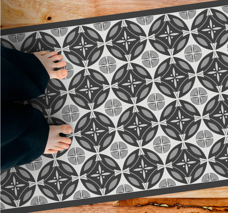 Sophisticated Monochrome Motif marble rug - TenStickers