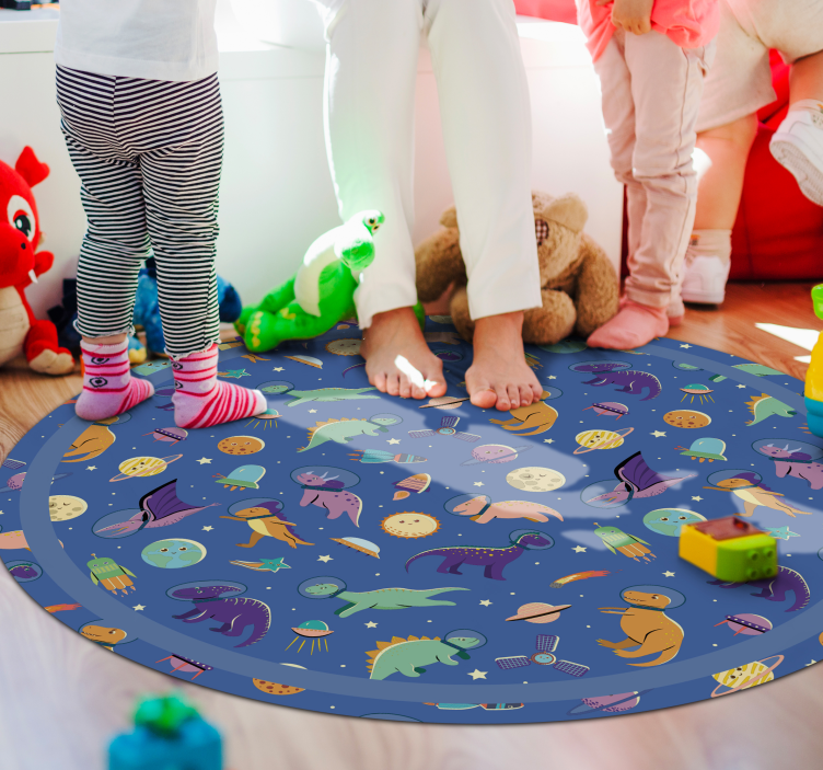 Space Dinosaur Round kids carpet - TenStickers