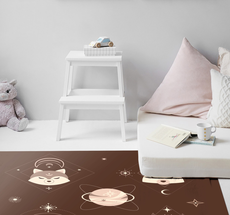 Space animals adventure kids carpet - TenStickers