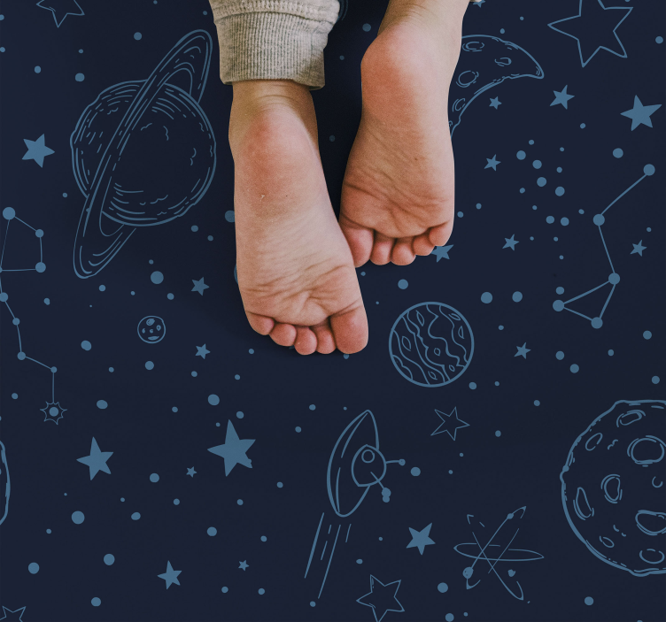 Space-Themed Illustration kids carpet - TenStickers