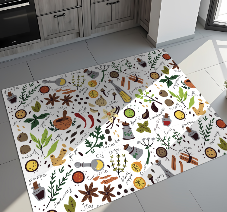 Spices Illustration Design kitchen mat - TenStickers