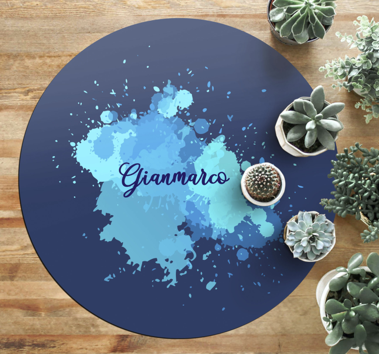 Splashing blue with name teenage bedroom rug - TenStickers