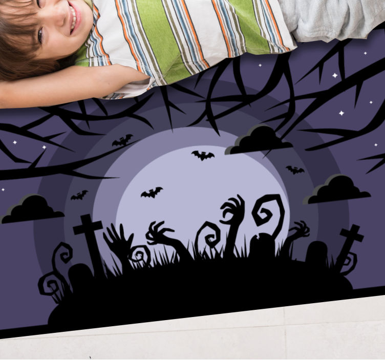 Spooky Graveyard Scene halloween rugs - TenStickers