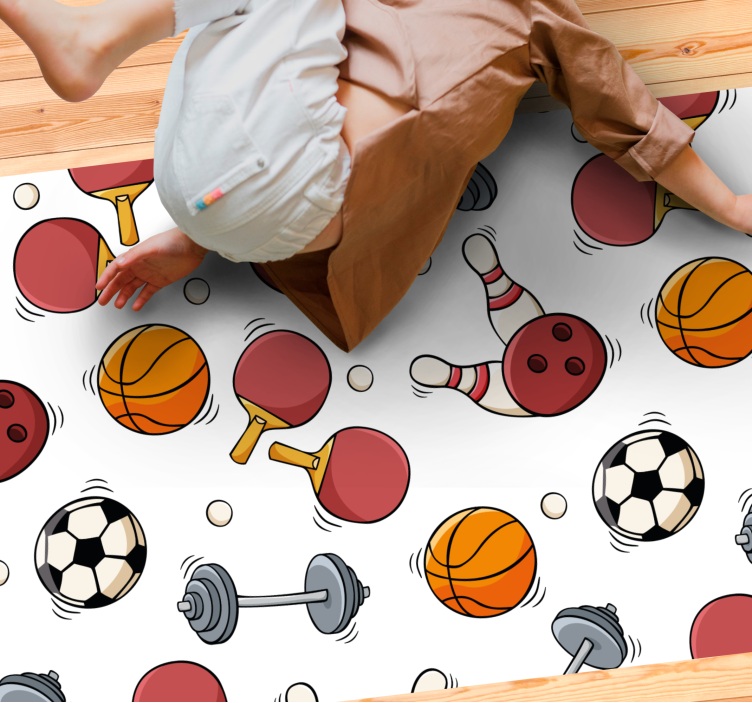 Sports Fun Elements teenage bedroom rug - TenStickers