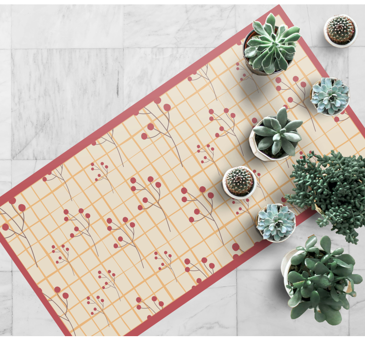 Squarred grid pattern floral rug - TenStickers