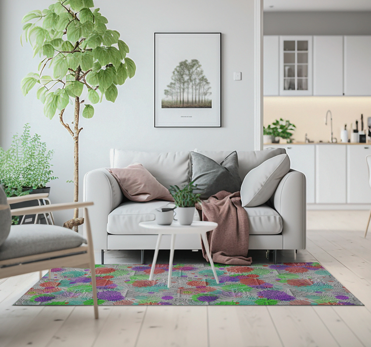 Stained Gaudi tiles living room vinyl rug - TenStickers