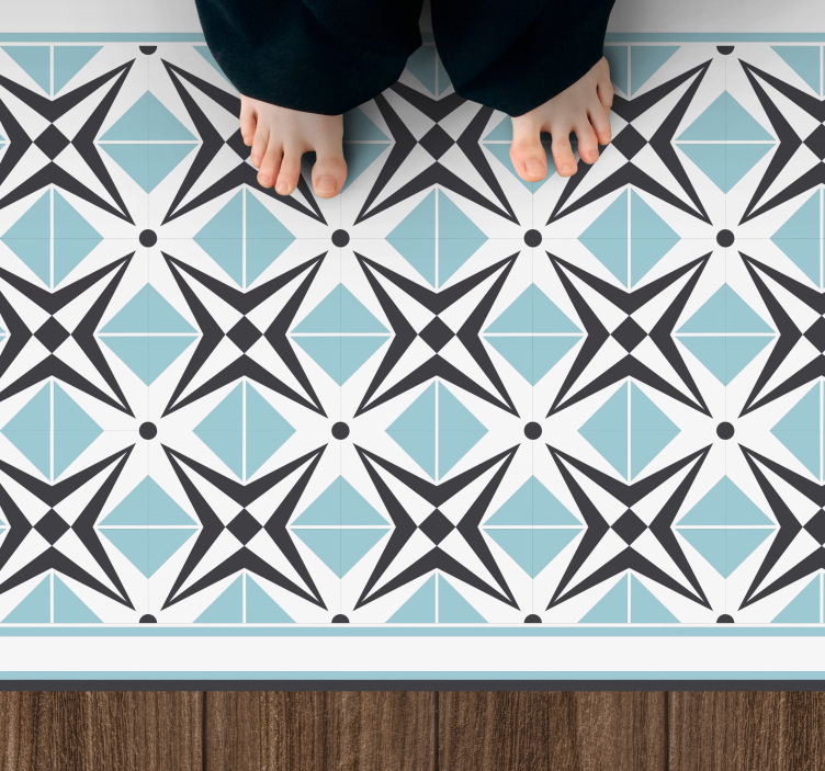 Star blue motif mosaic rug - TenStickers
