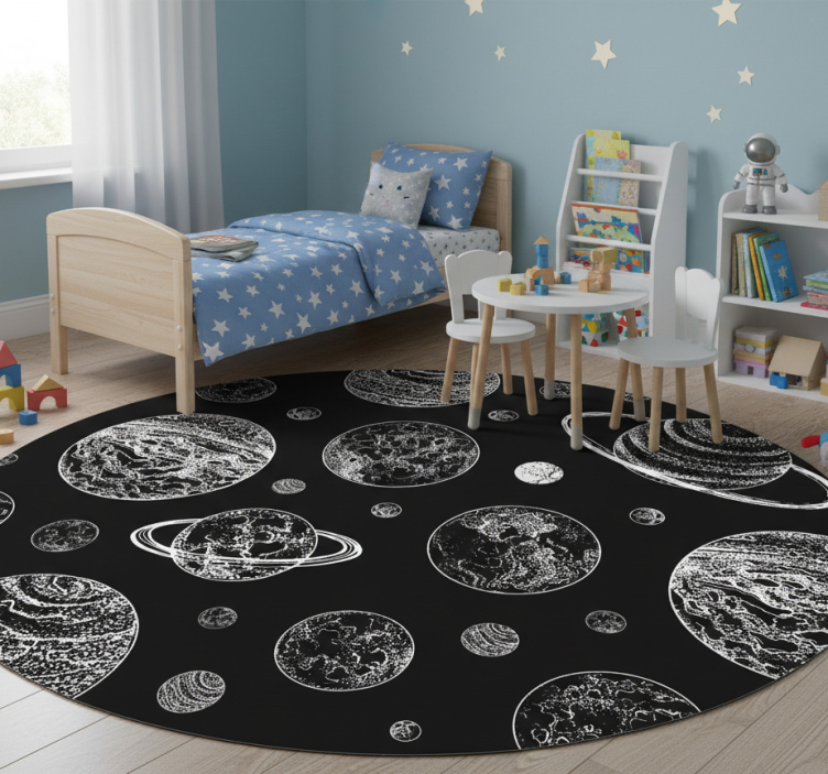 Star rug in black and white space - TenStickers
