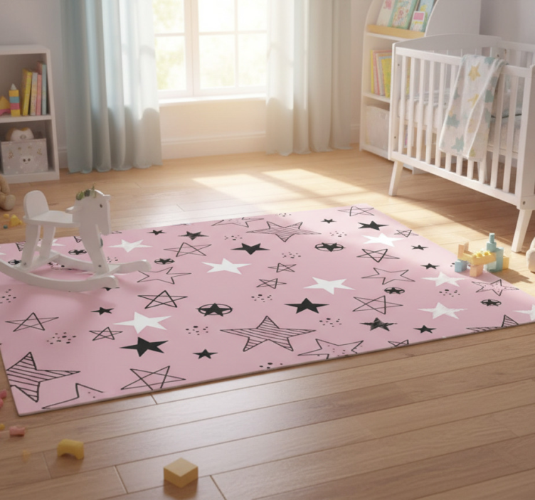 Star rug in pink and black design - TenStickers