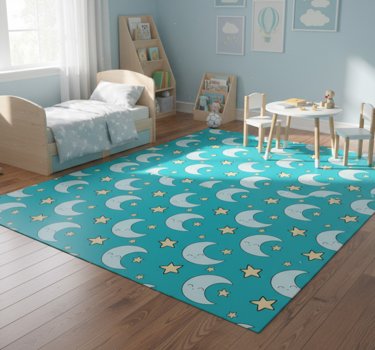 Star rug with joyful blue moons - TenStickers