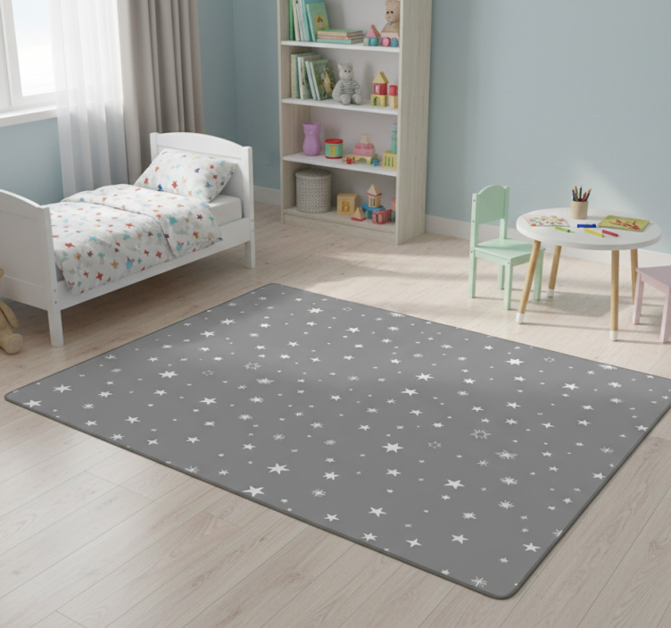 Star rug with gray background and white stars - TenStickers