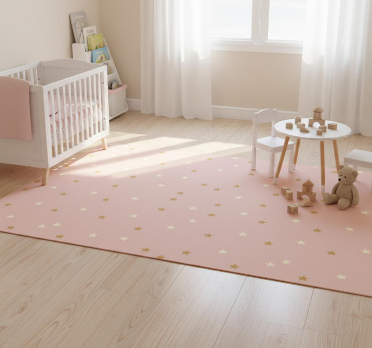 Star rug with tiny golden stars on pink - TenStickers