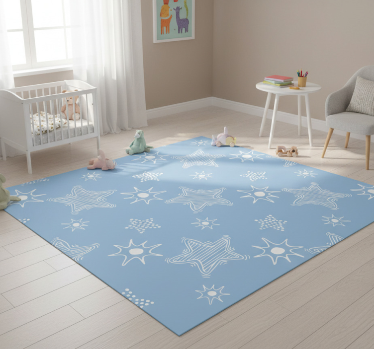 Star rug with white stars on blue background - TenStickers