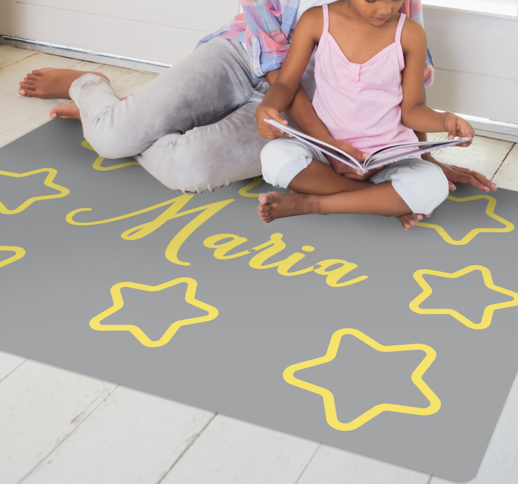 Starry yellow name kids rug - TenStickers