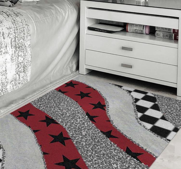 Starry red waves texture rug - TenStickers