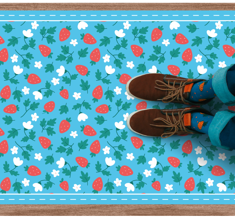 Strawberry Floral Motif kitchen mat - TenStickers